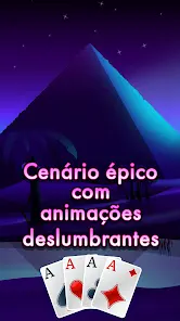 Cenário de pirâmides ao entardecer, do jogo Pyramid Solitaire – Egypt